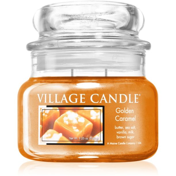 Village Candle Golden Caramel ароматна свещ  (Glass Lid) 262 гр.