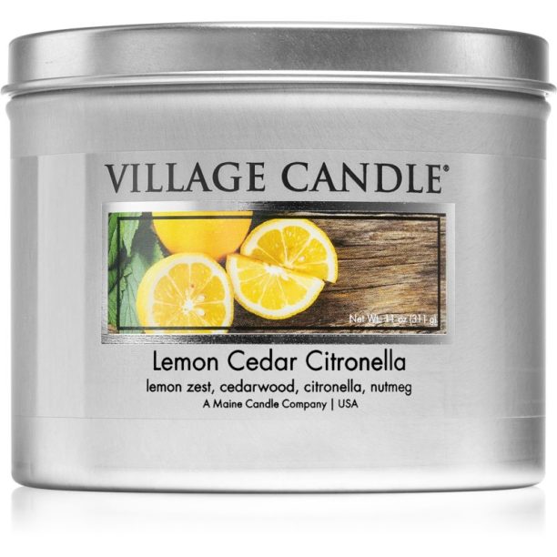 Village Candle Lemon Cedar Citronella ароматна свещ в кутия 311 гр.