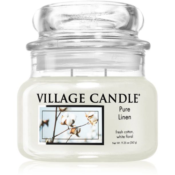 Village Candle Pure Linen ароматна свещ  (Glass Lid) 262 гр.