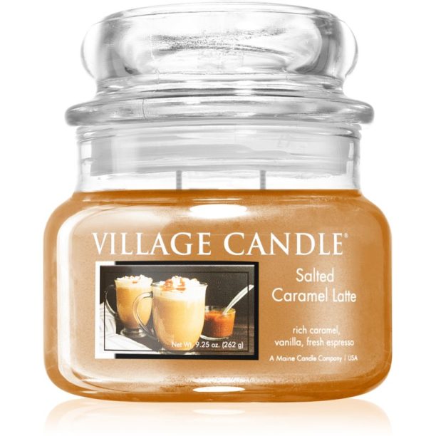 Village Candle Salted Caramel Latte ароматна свещ (Glass Lid) 262 гр.