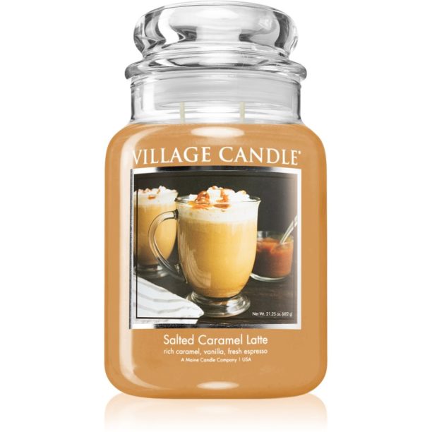 Village Candle Salted Caramel Latte ароматна свещ (Glass Lid) 602 гр.