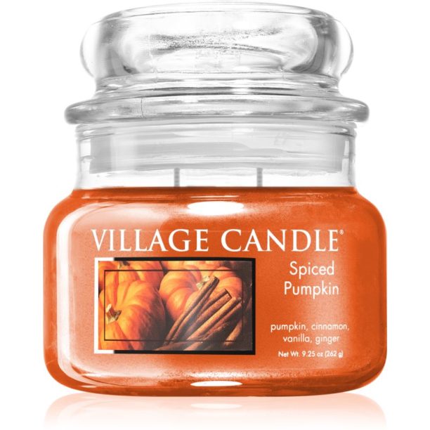 Village Candle Spiced Pumpkin ароматна свещ  (Glass Lid) 262 гр.