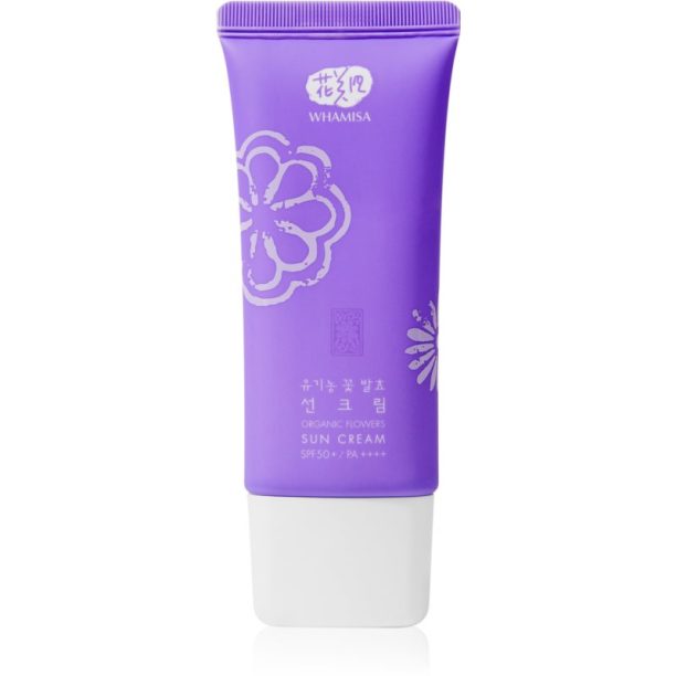 WHAMISA Organic Flowers Sun Cream защитна грижа против слънчеви лъчи SPF 50+ 60 гр. на ниска цена