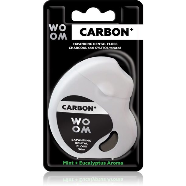 WOOM Carbon+ Dental Floss восъчен конец за зъби черна 30 м