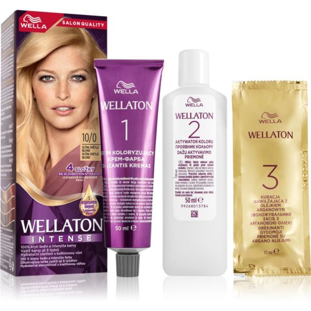 Wella Wellaton Intense перманентната боя за коса с арганово масло цвят 10/0 Lightest Blonde 1 бр.