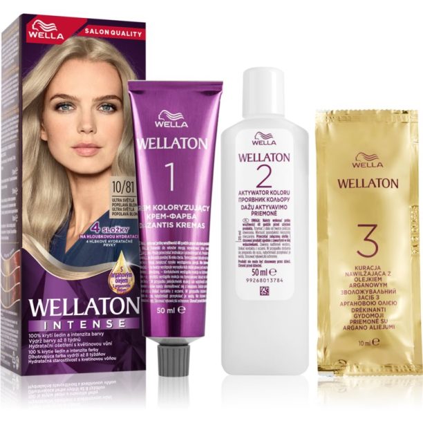 Wella Wellaton Intense перманентната боя за коса с арганово масло цвят 10/81 Ultra Light Ash Blond 1 бр.