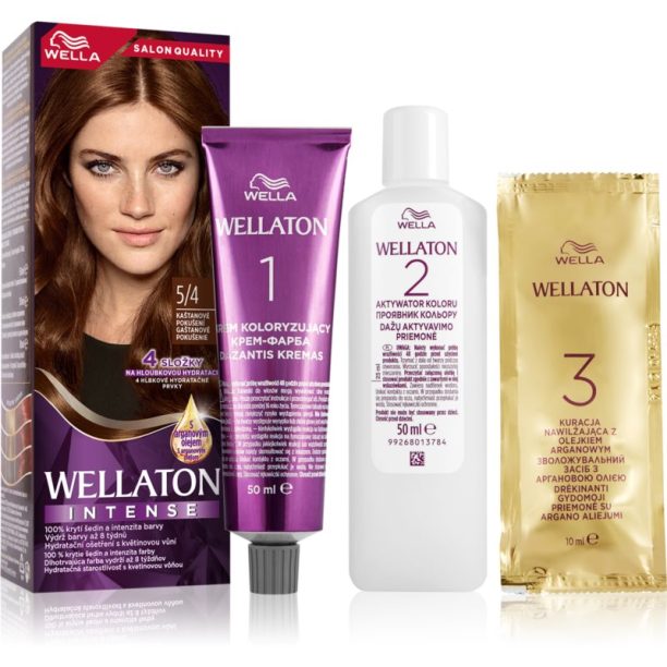 Wella Wellaton Intense перманентната боя за коса с арганово масло цвят 5/4 Chestnut 1 бр.