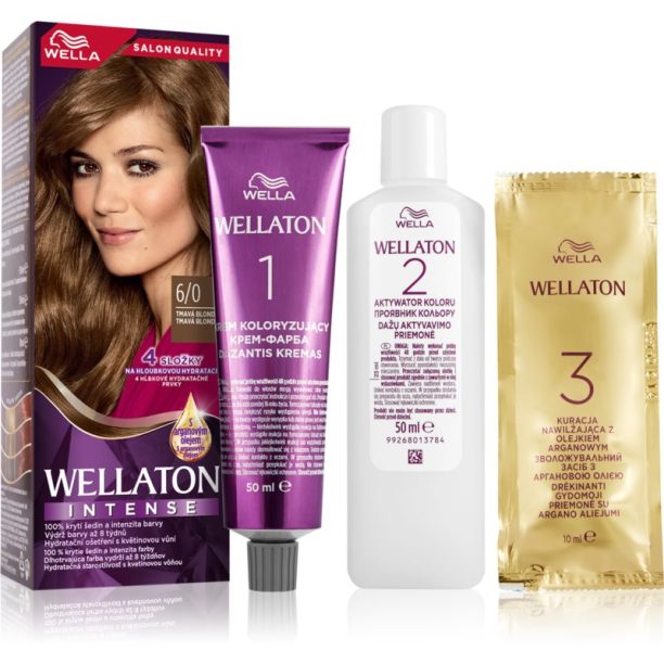 Wella Wellaton Intense перманентната боя за коса с арганово масло цвят 6/0 Dark Blonde 1 бр.