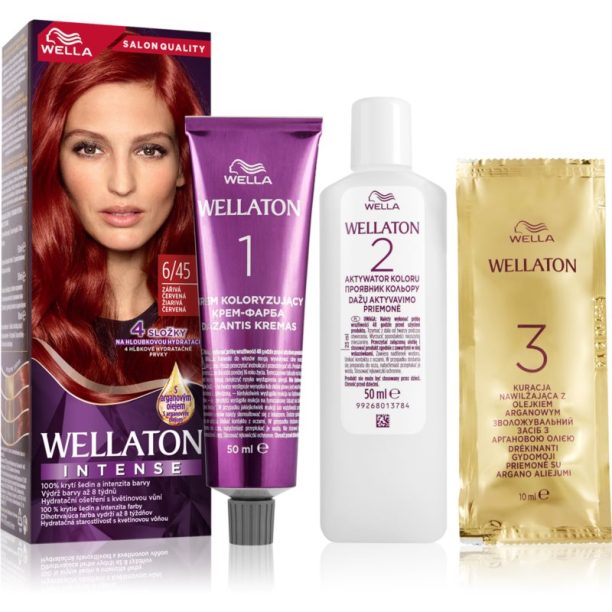 Wella Wellaton Intense перманентната боя за коса с арганово масло цвят 6/45 Red Passion 1 бр.