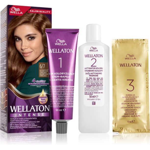 Wella Wellaton Intense перманентната боя за коса с арганово масло цвят 6/7 Magnetic Chocolate 1 бр.