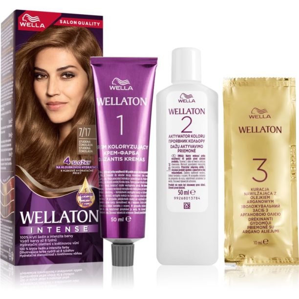 Wella Wellaton Intense перманентната боя за коса с арганово масло цвят 7/17 Frosted Chocolate 1 бр.