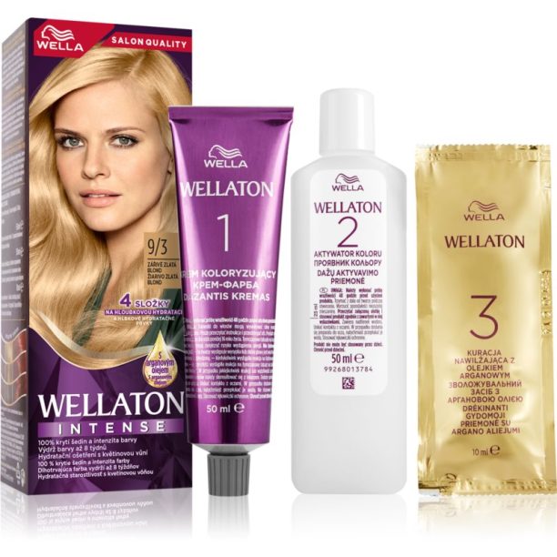 Wella Wellaton Intense перманентната боя за коса с арганово масло цвят 9/3 Gold Blonde 1 бр.