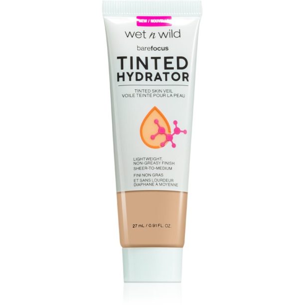 Wet n Wild Bare Focus Tinted Hydrator тониращ флуид за уеднаквяване на цвета на кожата цвят Medium Tan 27 мл.