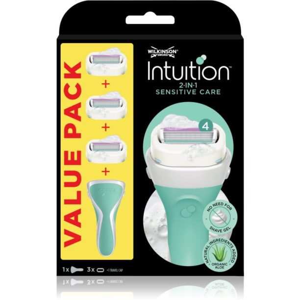 Wilkinson Sword Intuition 2 in 1 Sensitive Care самобръсначка + резервни остриета 3 бр.