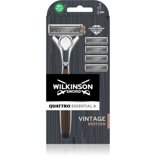 Wilkinson Sword Quattro Essentials 4 Vintage самобръсначка Резервни остриета 4 СК 1 бр.