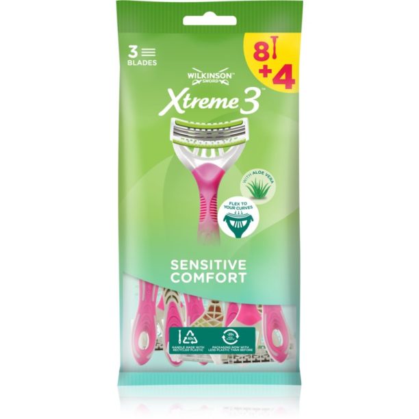 Wilkinson Sword Xtreme 3 Beauty Sensitive самобръсначки за еднократна употреба с алое вера 12 бр.