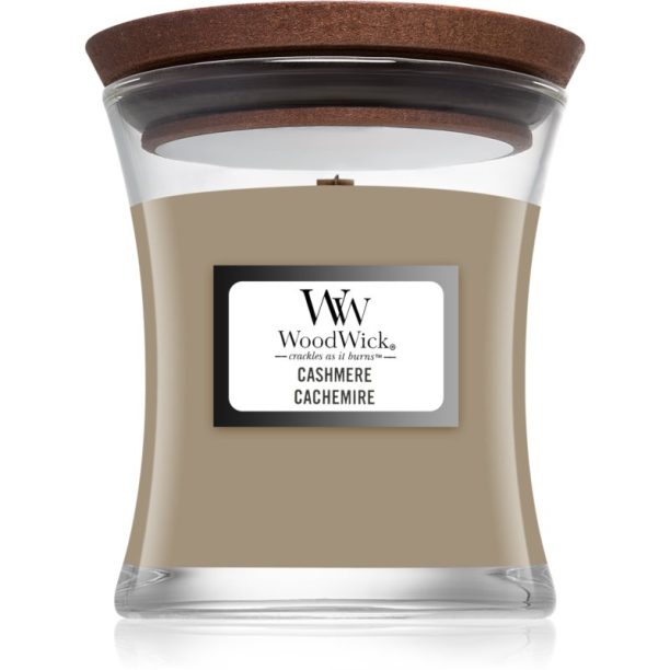 Woodwick Cashmere ароматна свещ с дървен фитил 85 гр.