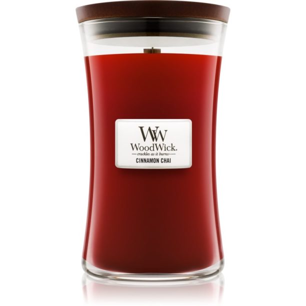 Woodwick Cinnamon Chai ароматна свещ с дървен фитил 609