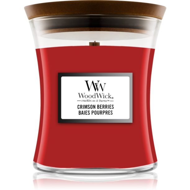 Woodwick Crimson Berries ароматна свещ с дървен фитил 85 гр.