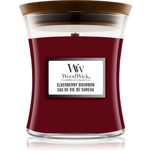 Woodwick Elderberry Bourbon ароматна свещ с дървен фитил 275 гр.