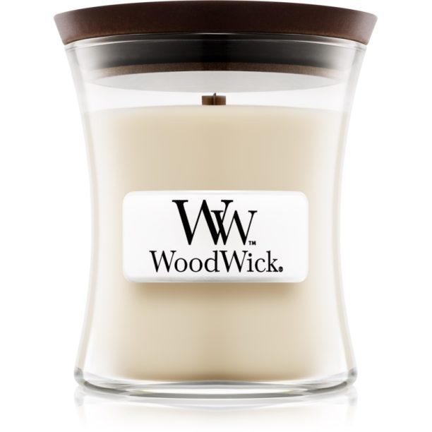 Woodwick Linen ароматна свещ с дървен фитил 85 гр.