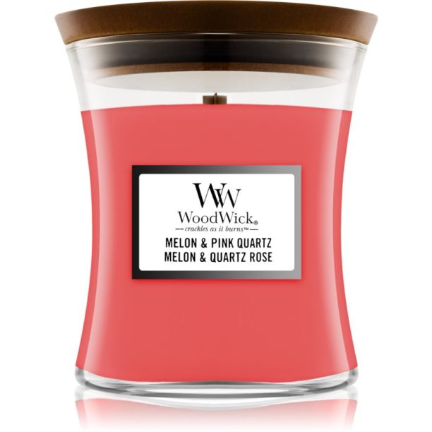 Woodwick Melon & Pink Quarz ароматна свещ  с дървен фитил 275 гр.