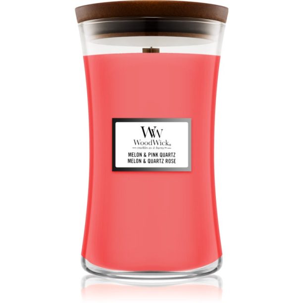 Woodwick Melon & Pink Quarz ароматна свещ  с дървен фитил 609