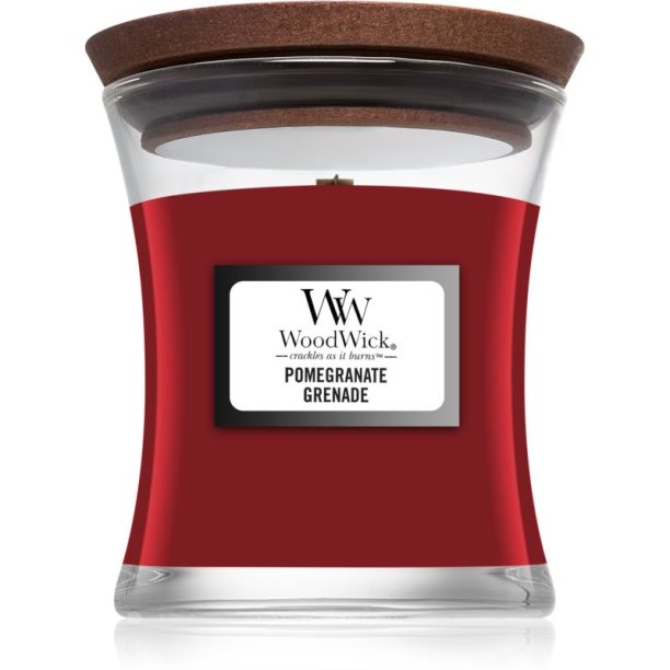 Woodwick Pomegranate ароматна свещ с дървен фитил 85 гр.