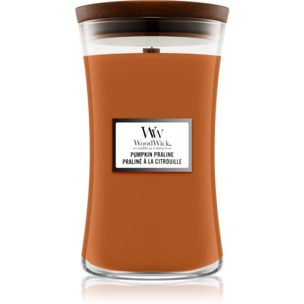 Woodwick Pumpkin Praline ароматна свещ с дървен фитил 610 гр.