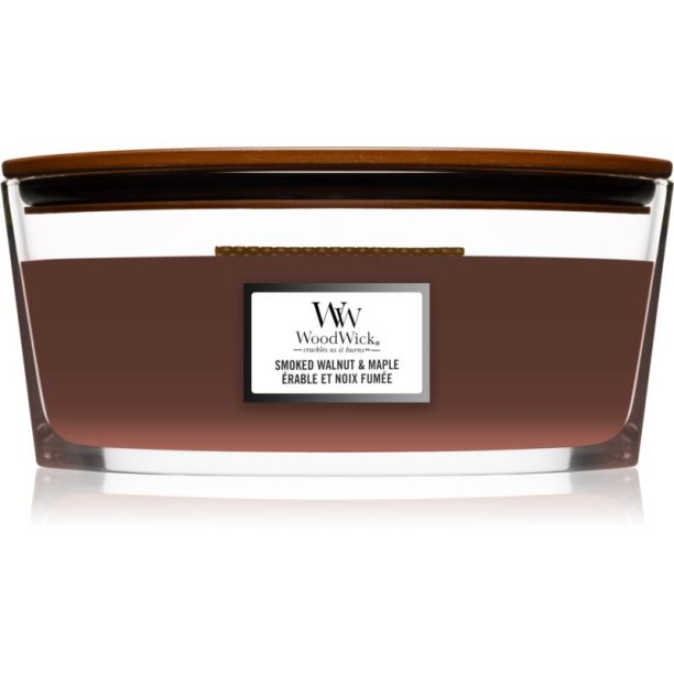 Woodwick Smoked Walnut & Maple ароматна свещ с дървен фитил (hearthwick) 453