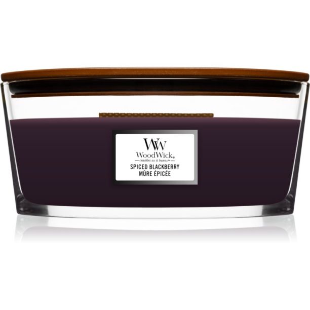 Woodwick Spiced Blackberry ароматна свещ с дървен фитил (hearthwick) 453