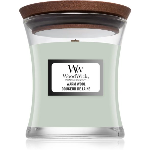 Woodwick Warm Wool ароматна свещ с дървен фитил 85 гр.