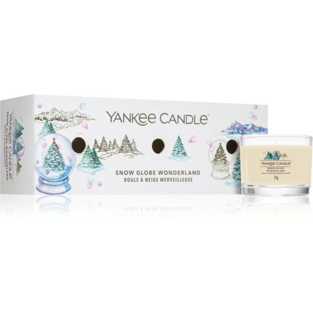 Yankee Candle Snow Globe Wonderland 3 Mini Votives Candles коледен подаръчен комплект I.