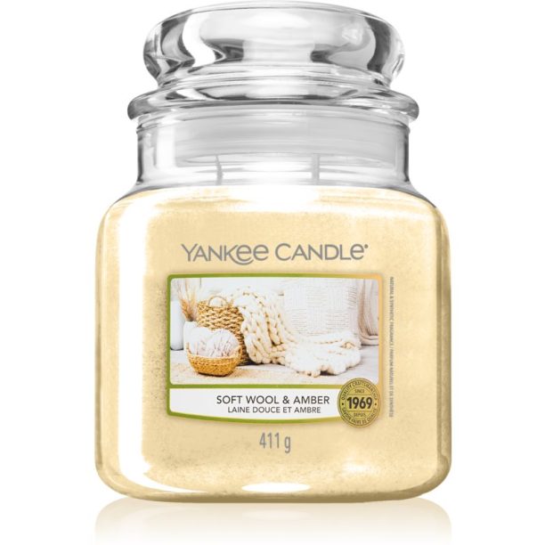 Yankee Candle Soft Wool & Amber ароматна свещ 411 гр.