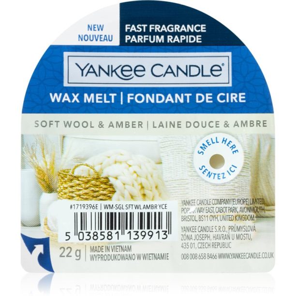 Yankee Candle Soft Wool & Amber восък за арома-лампа 22 гр.