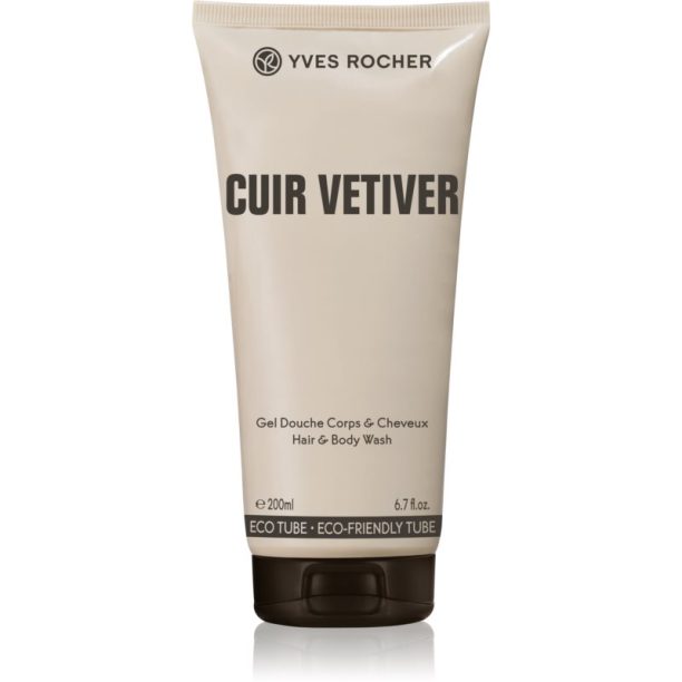 Yves Rocher Cuir Vétiver душ гел за тяло и коса за мъже 200 мл.