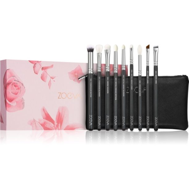 ZOEVA It's All About The Eyes Brush Set Комплект четки с чантичка 9 бр.