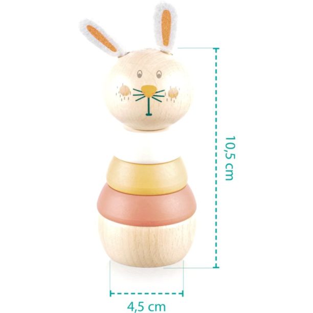 Zopa Wooden Rings Toy animal животно за подреждане от дърво Rabbit 1 бр. на ниска цена