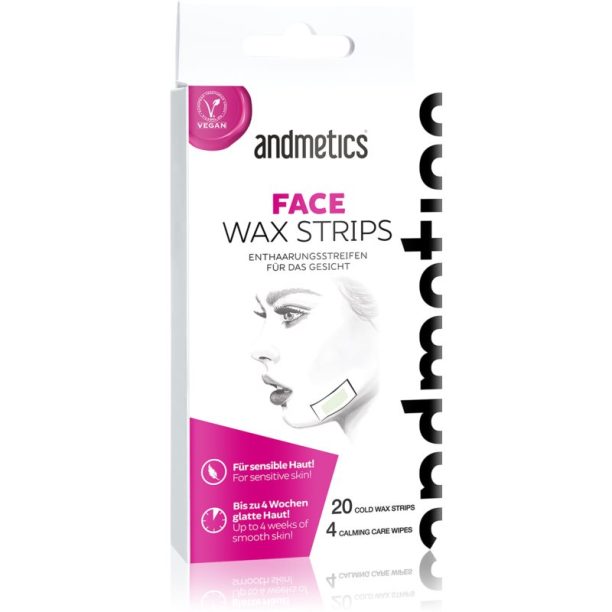 andmetics Wax Strips Face восъчни ленти за епилация за лице 20 бр. на ниска цена