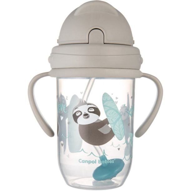 canpol babies Exotic Animals Cup With Straw чаша със сламка Gray 270 мл. на ниска цена