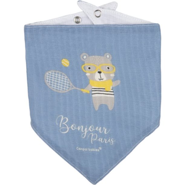 canpol babies First Muslin Bib Bonjour Paris лигавник Blue 2 на ниска цена