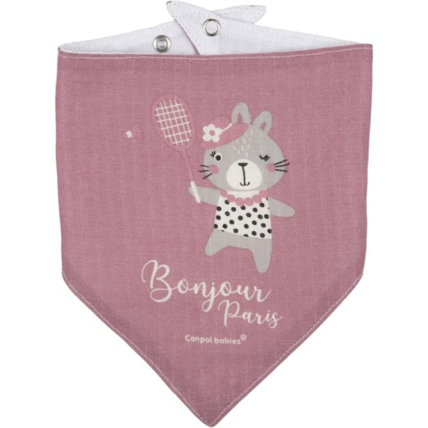 canpol babies First Muslin Bib Bonjour Paris лигавник Pink 2 бр. на ниска цена