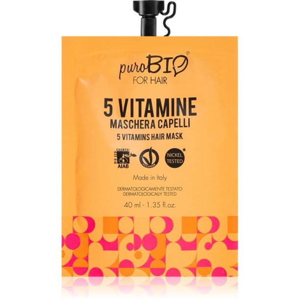 puroBIO Cosmetics 5 Vitamins подхранваща маска за коса 40 мл.