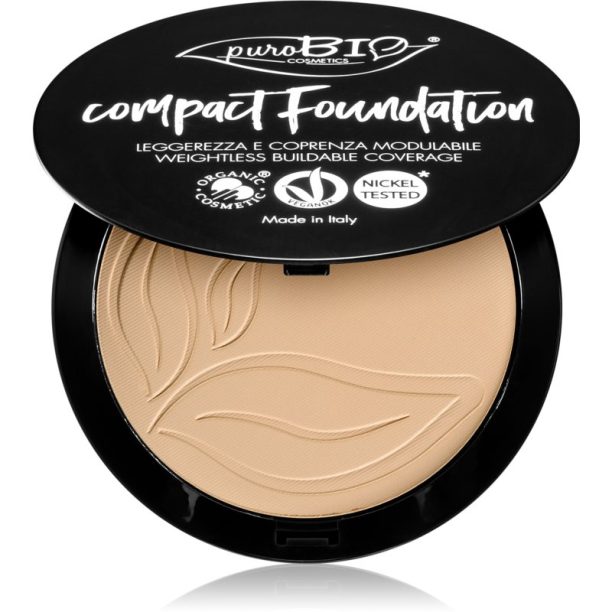 puroBIO Cosmetics Compact Foundation компактна пудра SPF 10 цвят 01 9 гр.