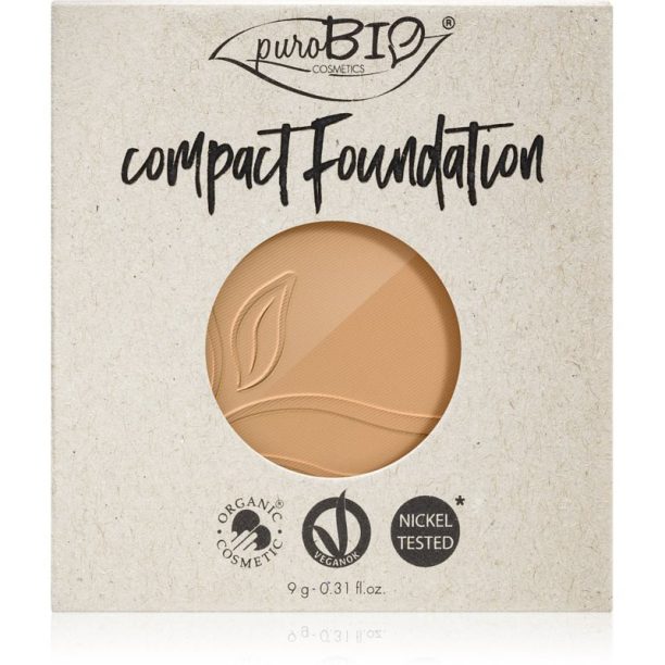 puroBIO Cosmetics Compact Foundation компактна пудра и фон дьо тен резервен пълнител SPF 10 цвят 03 9 гр.