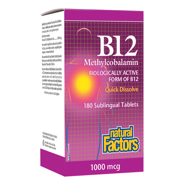 B12 Methylcobalamin/ Витамин В12 (метилкобаламин) x 180 сублингвални таблетки Natural Factors на ниска цена