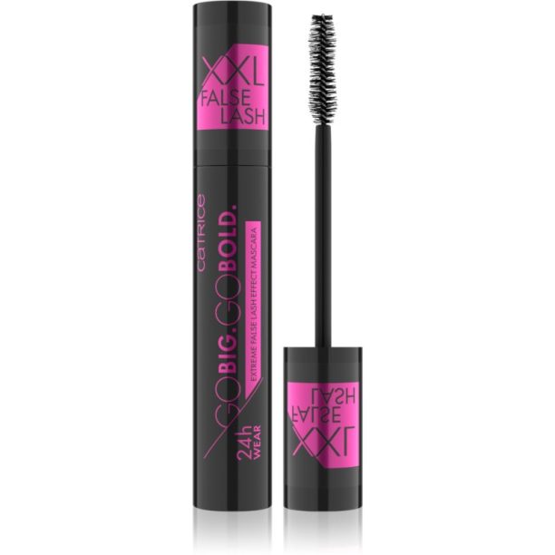 Catrice Go Big. Go Bold. 24h Wear Extreme False Lash Effect спирала за обем и извиване на мигли цвят Black 12 мл.