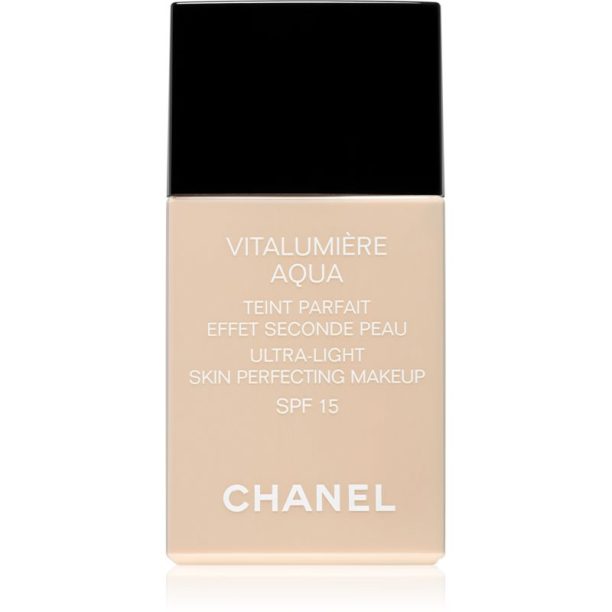 Chanel Vitalumière Aqua ултра лек грим за сияен вид на кожата цвят 22 Beige Rosé SPF 15  30 мл.