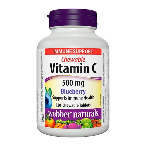 Chewable Vitamin C 500 mg - Витамин С 500 mg - 120 дъвчащи таблетки с вкус нa боровинки Webber Naturals на ниска цена