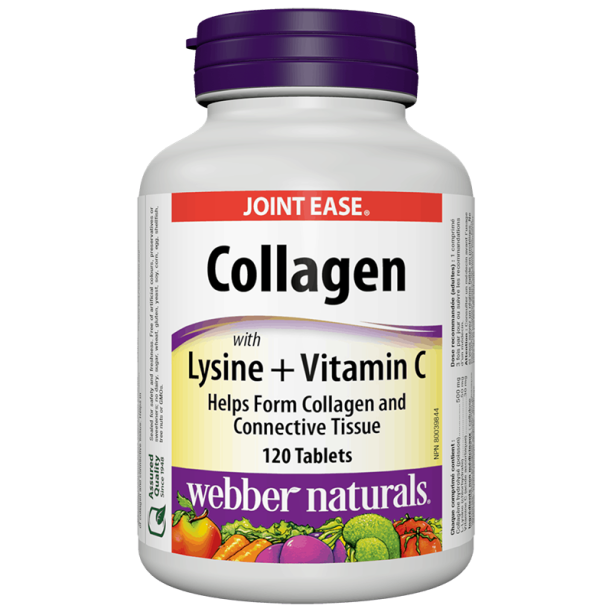 Collagen with Lysine + Vitamin C/ Колаген 500 mg с Лизин и Витамин С х 120 таблетки Webber Naturals на ниска цена